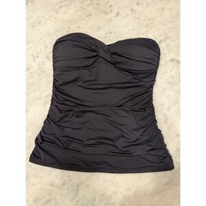 Tommy Bahama Womens Black Ruched Strapless Tankini Swim Top TSW33100T Size M